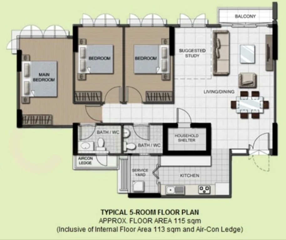 476C Upper Serangoon View Floor Plan 1238 sqft / 115 sqm