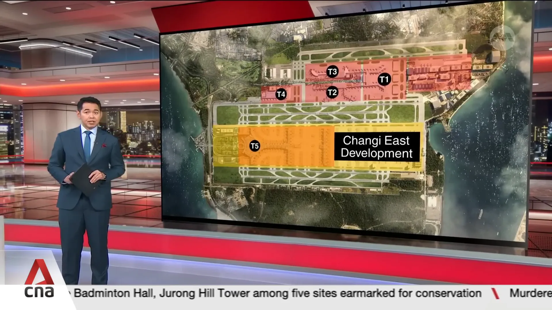 Map showing Changi East development and Terminal 5 location
