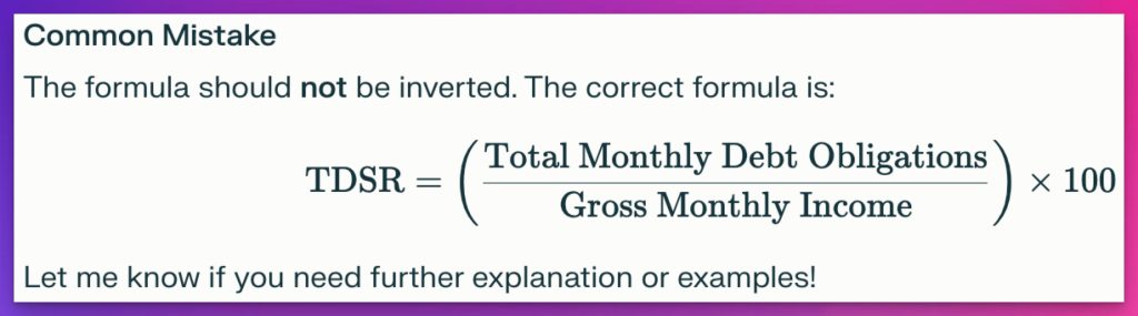TDSR Common Mistake